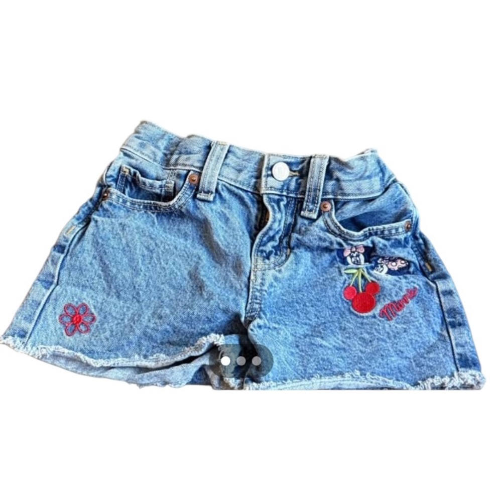 Girl Sz 6 Old Navy Denim Cutoff Shorts High Rise, Minnie Mouse, SF/PF Worn 1x